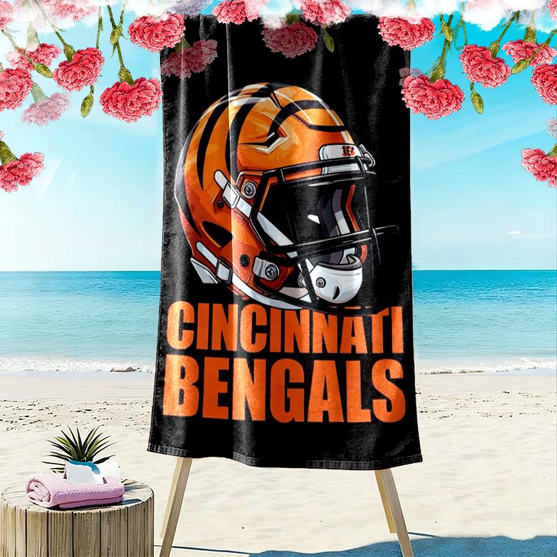 Cincinnati Bengals Print Beach Towel, Large Soft Quick Dry Towel for Beach Camping Swimming