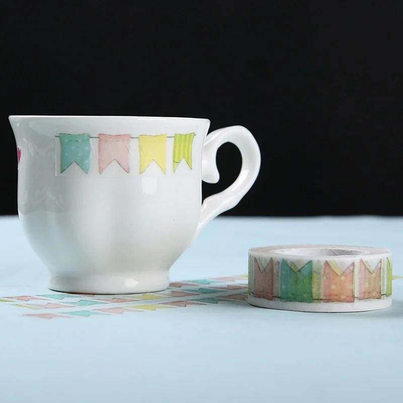 New Colour Flag Tape DIY Decoration Scrapbooking Planner Masking Adhesive Tape Kawaii Stationery