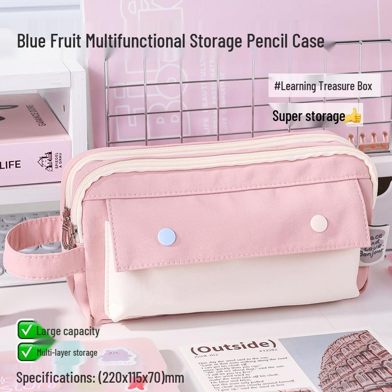 Large Capacity Blue Transparent Ita Pencil Case - Stylish and Functional for Students