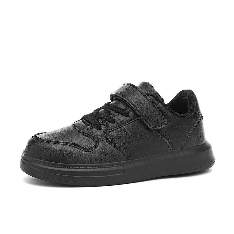 Kids' Spring/Autumn 2026 Leather Waterproof Sports Shoes - Black & White Styles
