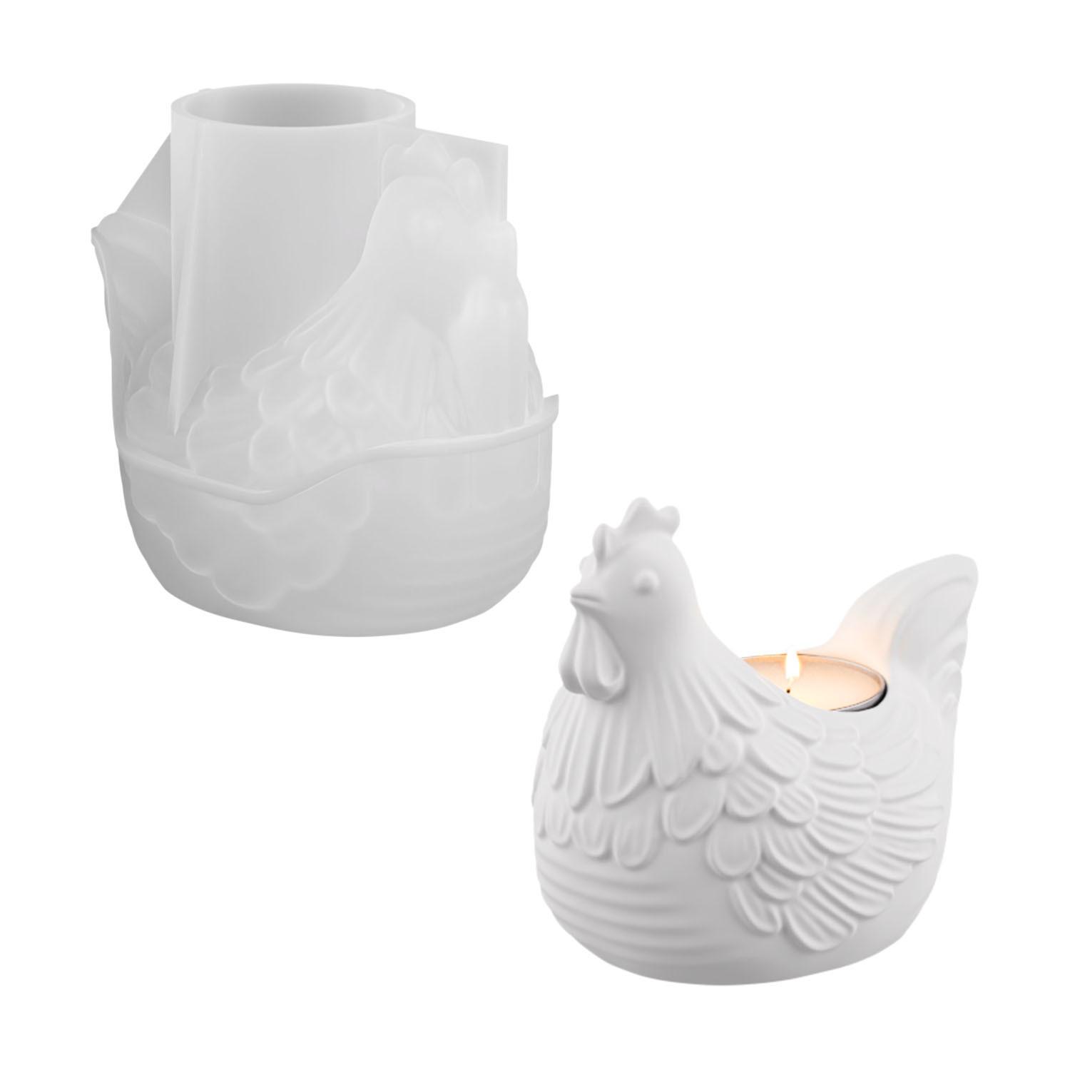 

Plaster Hen Decoration Multi-Functional Epoxy Resin Mold 3d Animal Mold Vivid Chicken Candle Holder For Home Decoration Wedding белый