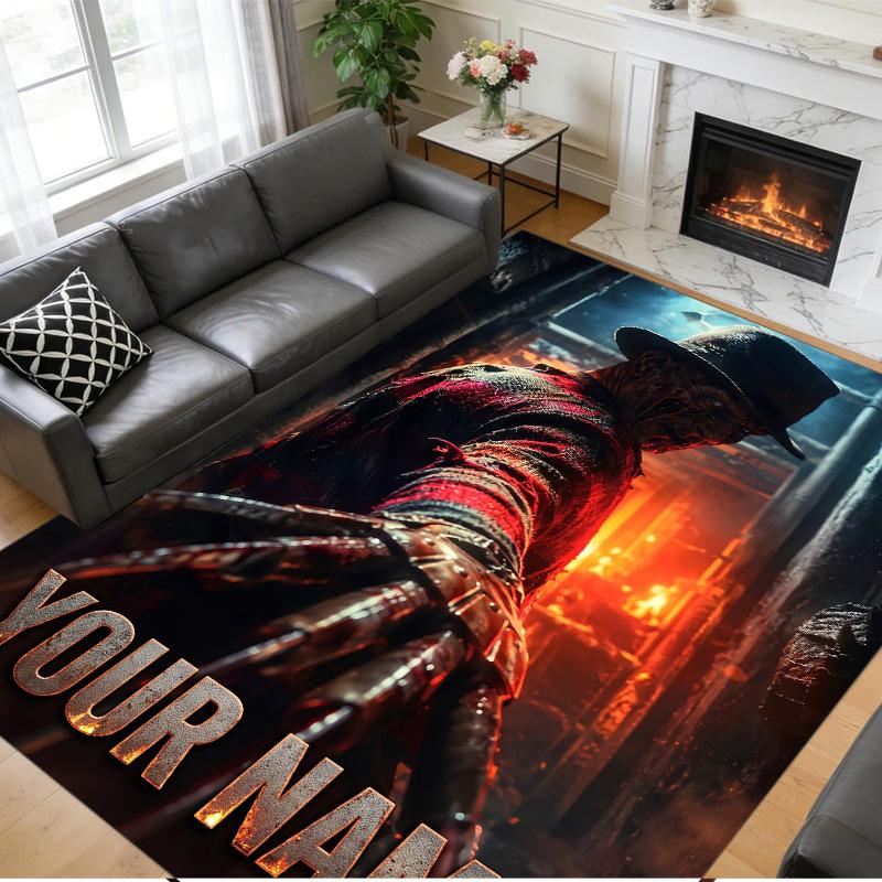 Crystal Velvet Rug Custom Name Text, Soft Non Slip Floor Mat Home DecorA Nightmare On Elm Street Freddy Krueger