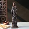 Vintage Holzschnitzerei Buddha Statue Zartes Lotus-Design für Heimdekor Desktop Schrank Opferbedarf Ornament