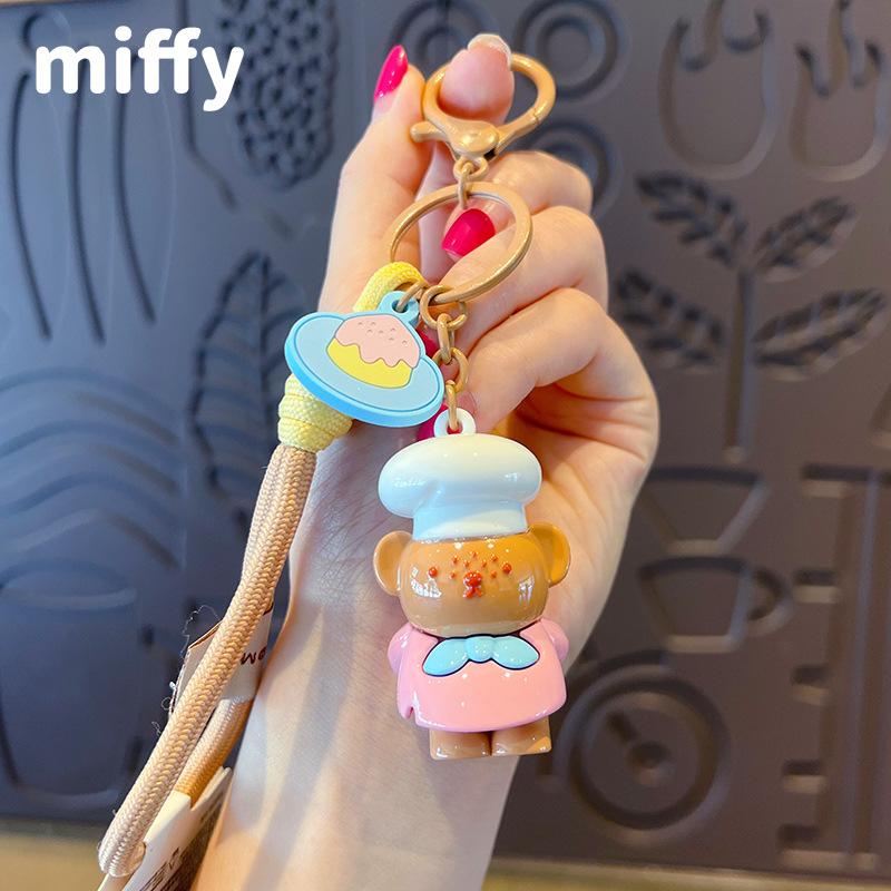 New Kawaii Miffy Rabbit Keychain Cartoon Couple Backpack Pendant Car Key Accessories Creative Festival Gifts