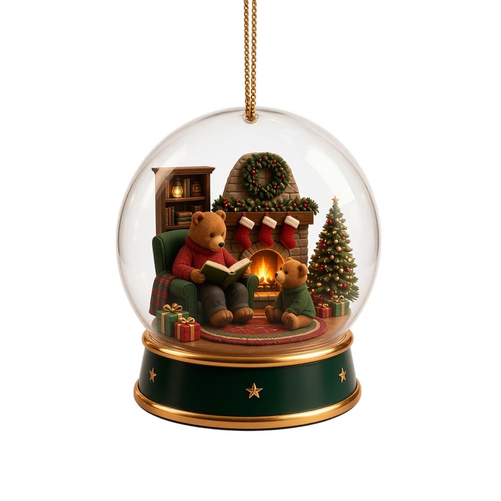 Christmas Acrylic Snow Ornament, Village Snow Scene Hanging Decoration for Christmas Tree, Holiday Home Decor Gift