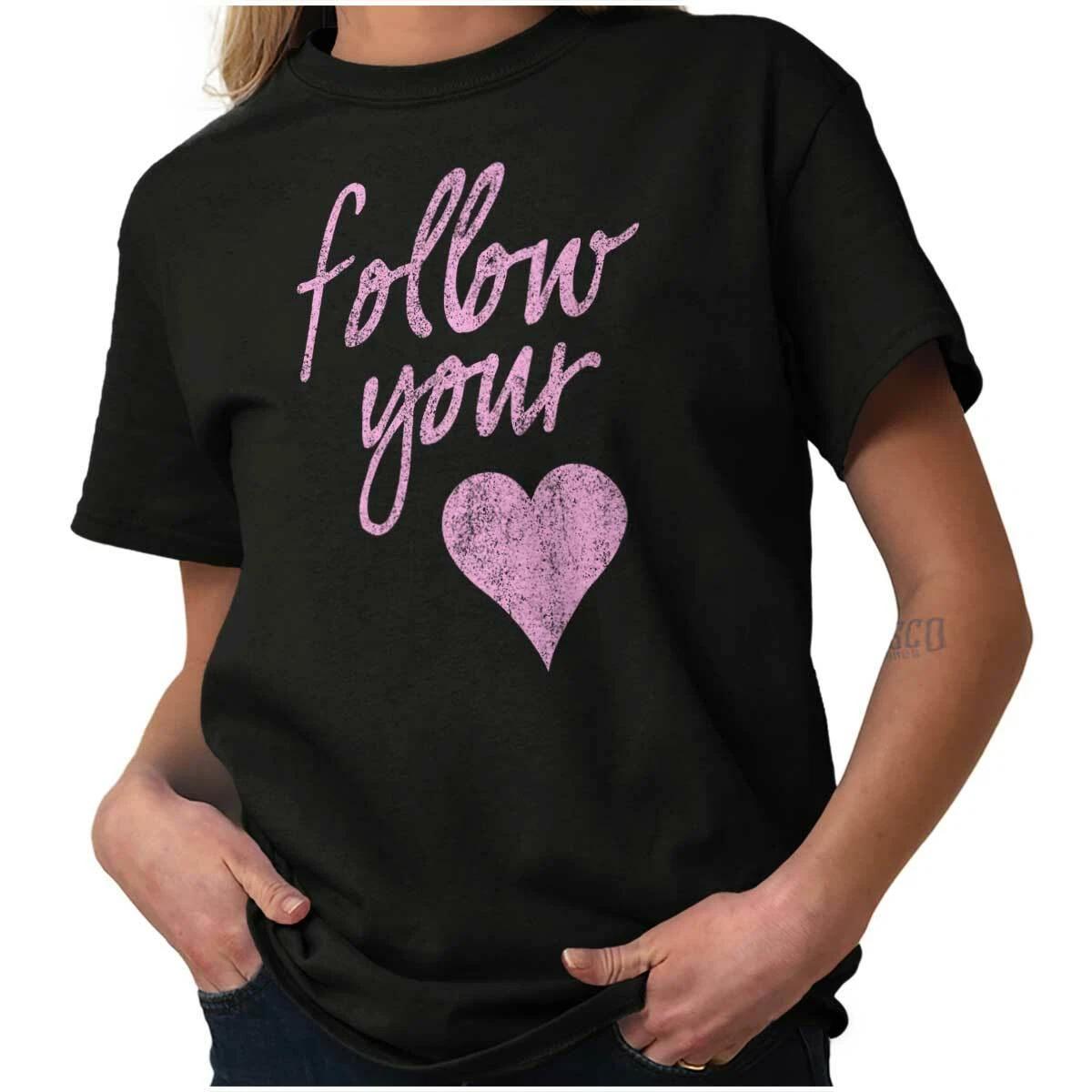 Follow Your Heart Valentine s Day Inspiring Womens Graphic Crewneck T Shirt Tee XXL