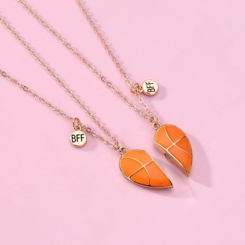 2Pieces Pendant Necklaces Basketball Shaped Pendant Necklaces Jewelry Alloy Material Birthday Gift for Women Men Girls