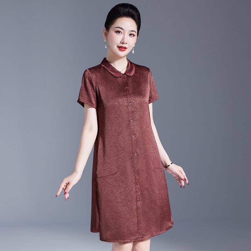 

Women s Mid-Length Xiangyunsha Mulberry Silk Dress - Summer Fashion Printed Skirt L (80-100 lbs)