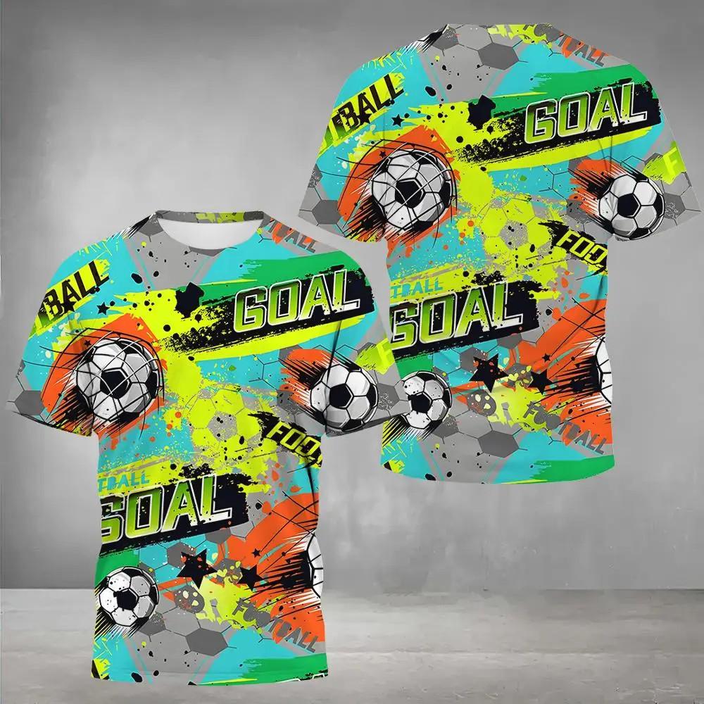 Football Pattern T-shirt Men's Fashion Summer Short Sleeved Street Wear Loose Men's Clothing