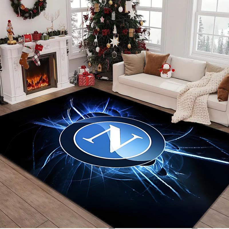 1PC Rug Electric Blue Napoli Logo Carpet, Chair Rug,Area Rug for Office Bedroom Living Rooms Bedroom, Doormat Decor Christmas Fan Gifts