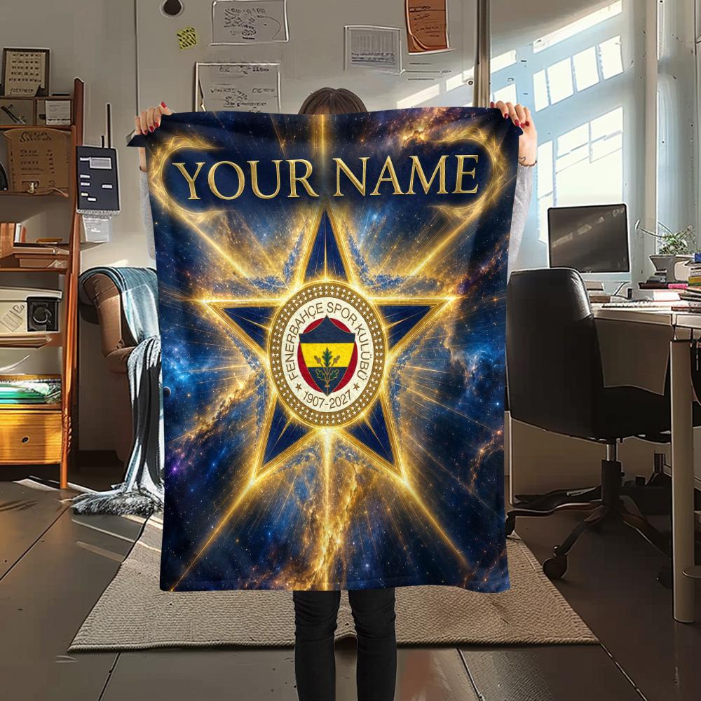 Custom Name Fenerbahçe Flannel Blanket, High Quality Comfortable for All Seasons, Home Decor, Warmth and Comfort