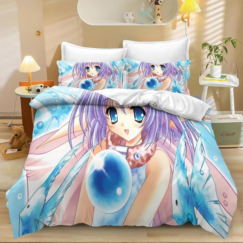 Japanese Anime Girls Cover Set Bedding Comforter Sets,3D Children'S Bedding Set,3D Printed Duvet Cover Microfiber Bedroom Decor