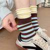 Early Autumn Niche Design Color Striped Double-Layer Socks Stacked Through Contrasting Color Candy Color Stockings