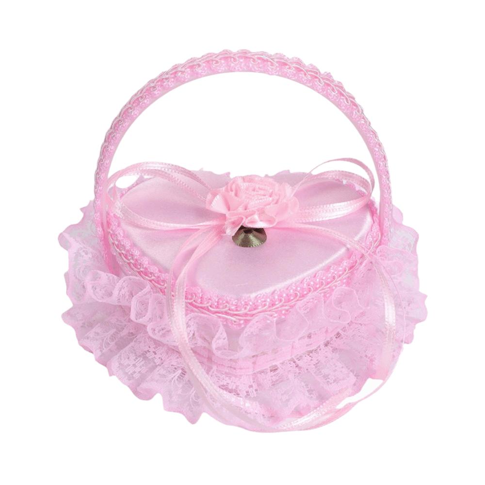 

Satin Lace Ring Box Double Ring Ring Storage Box Western Style Ring Pillow Holiday Decorations pink-3