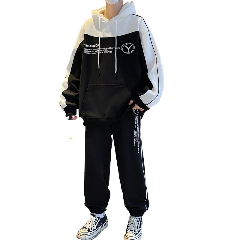 And Sports Suit With Two-Piece Loose Pants Long-Sleeve Pullover Casual Fresh Comfortable Sports Style Men's Outfit