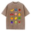 Fruits Lemon Cherry Prints Washed T Shirts Women Cotto
