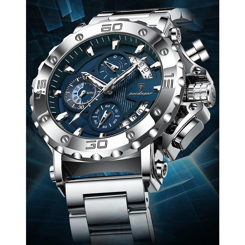 Stainless Steel Watch for Men with Large Dial Quartz Men Watches Fashionable Luxury Business Watches for Men Watches