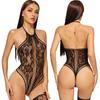 Lace Floral Halter Neck Underwear Set Erotic Costume Mesh Stretch Bodysuit With Stockings Sexy Teddy Bodycon Lingerie Sets Women