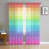 Colorful Paint Flowing Sheer Curtains For Girls Kids Bedroom Kitchen Window Drapes Home Decor
