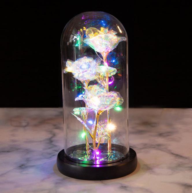 

Luminous Preserved Roses Glass Dome: Valentine s & Mother s Day Gift Pink Gift Box
