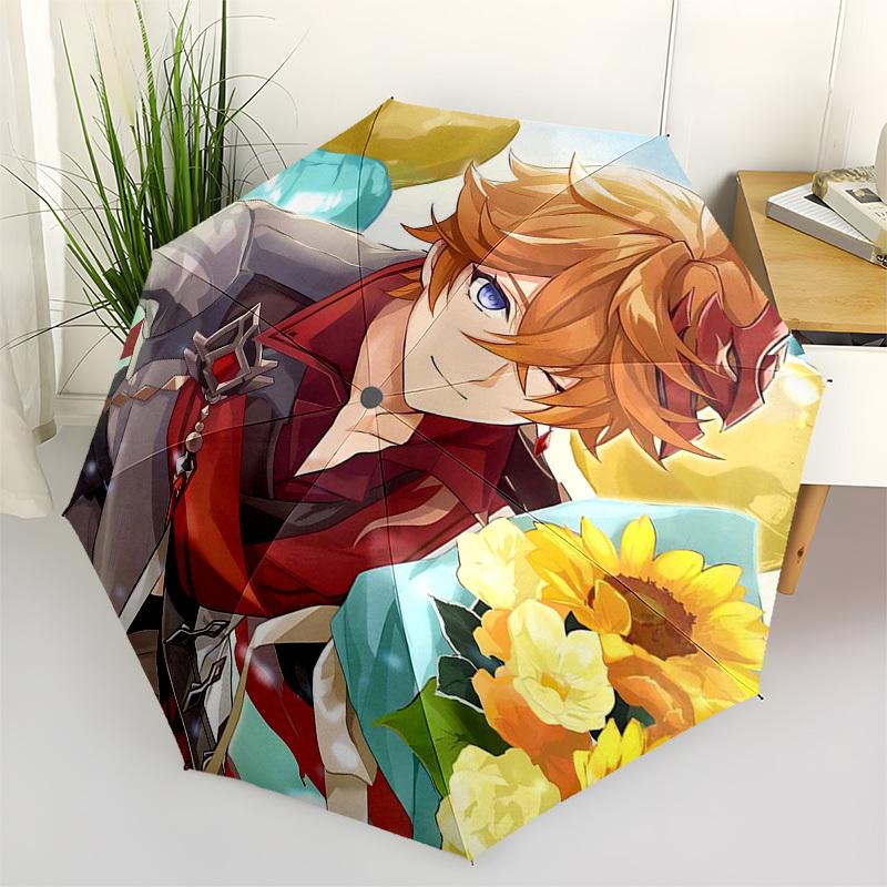 

1pc Outdoor Umbrella with Anime Character Design - Automatic Opening/Closing, Portable 3-Fold Design, 8-Rib Iron Frame - Perfect Gift for Fans, T