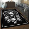 Gothic Skull Rug for Dark Aesthetic Rooms | Black and White Skeleton Art Carpet | Halloween Decorations Skid Resistant Carpet