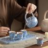 Zheng Wenqiang Masterpiece Gilded Silver Blue & White Ceramic Gongfu Tea Set