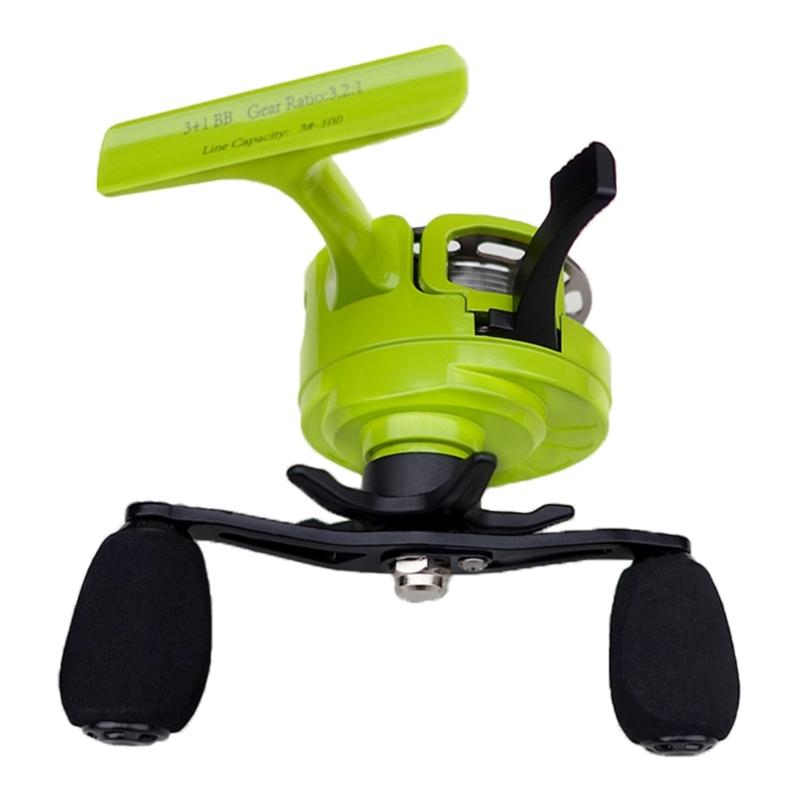 Angelausrüstung Inline Eisangelrolle mit Metallspule und 3+1 Kugellagern Inline Freilauf Eisangelrolle mit großer Spule