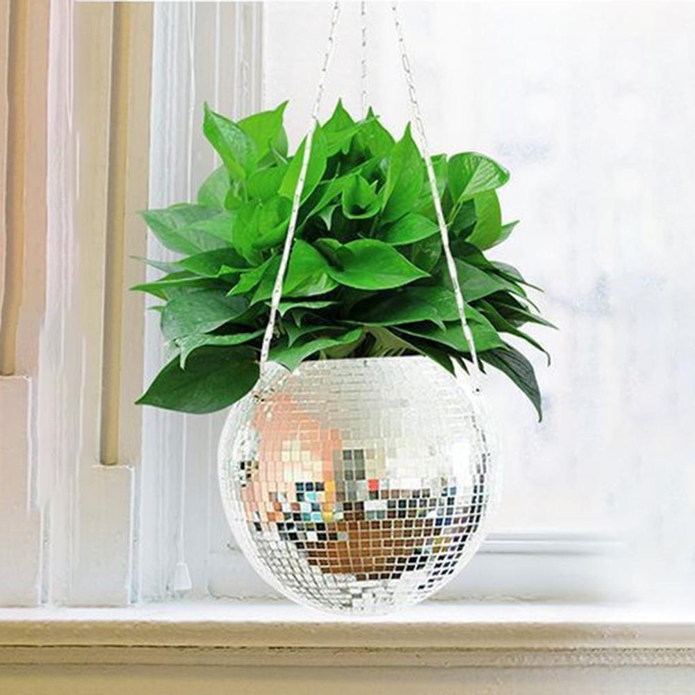 Disco Ball Hanging Flower Creative Hanging Basket, Plant Planting Basin, Garden Decoration