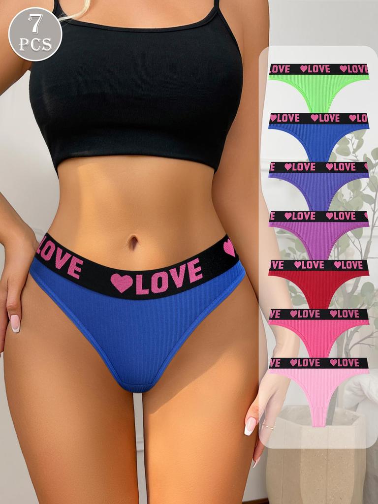 7Pcs/Set Women Thongs Sexy Underwear Low Waist Panties Sport Girls Briefs Cotton G-String Breathable XS-L Panty Female Lingerie