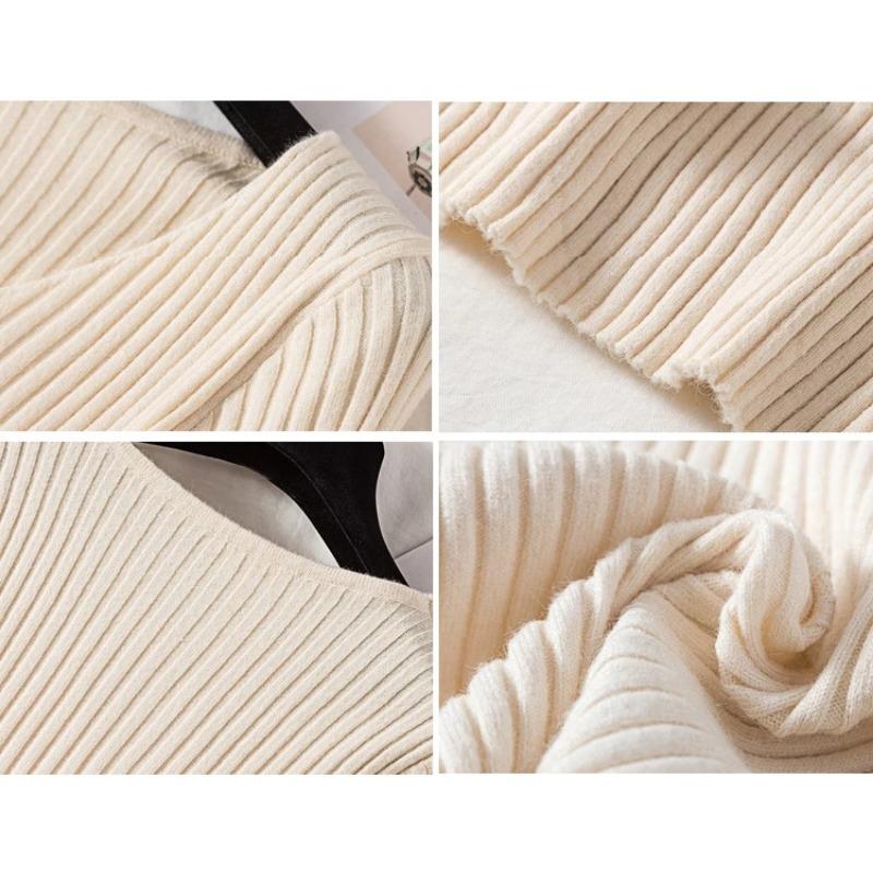 Autumn Winter Women Sweaters Casual Long Sleeve Knitted V Neck Pullover Sweater Femme Basic Solid Jersey Tops Fashion Clothes