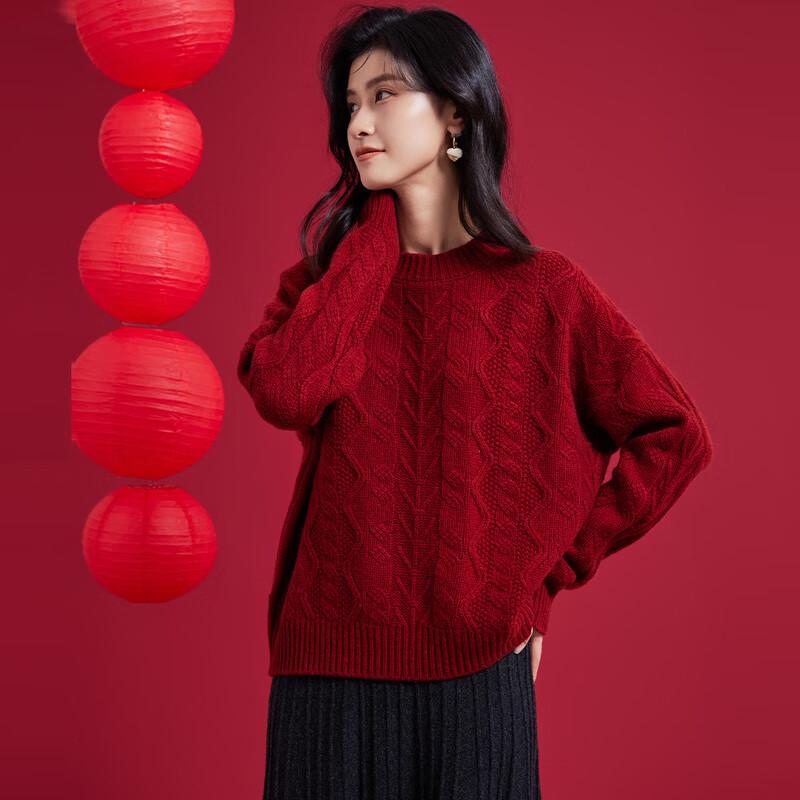 

Женский пуловер из 100% мериносовой шерсти, вязаный косами L