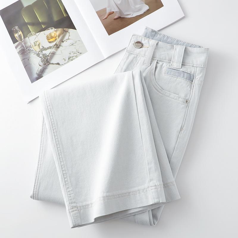 Women's Light Color High-Waist Wide-Leg Jeans: Summer 2025 Relaxed Fit, Slimming, Loose, Straight Long Pants