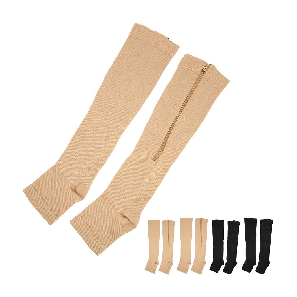 Nylon Compression Stockings Zipper Design Promote Blood Circulation Open Toe Compression Stockings