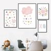 Child Canvas Print Pink Cartoon Cloud Sun Rainbow Wall Art Painting Nursery Poster Nordic Wall Pictures For Baby Kids Room Decor