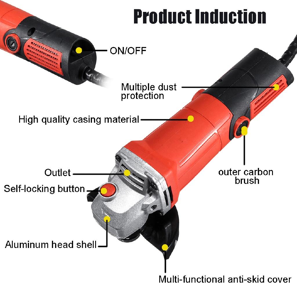 220-240V Peaks Angle Grinder 11000r/min Electric Grinder Polishing Polisher Grinding Machine Cutting Woodworking 1600W