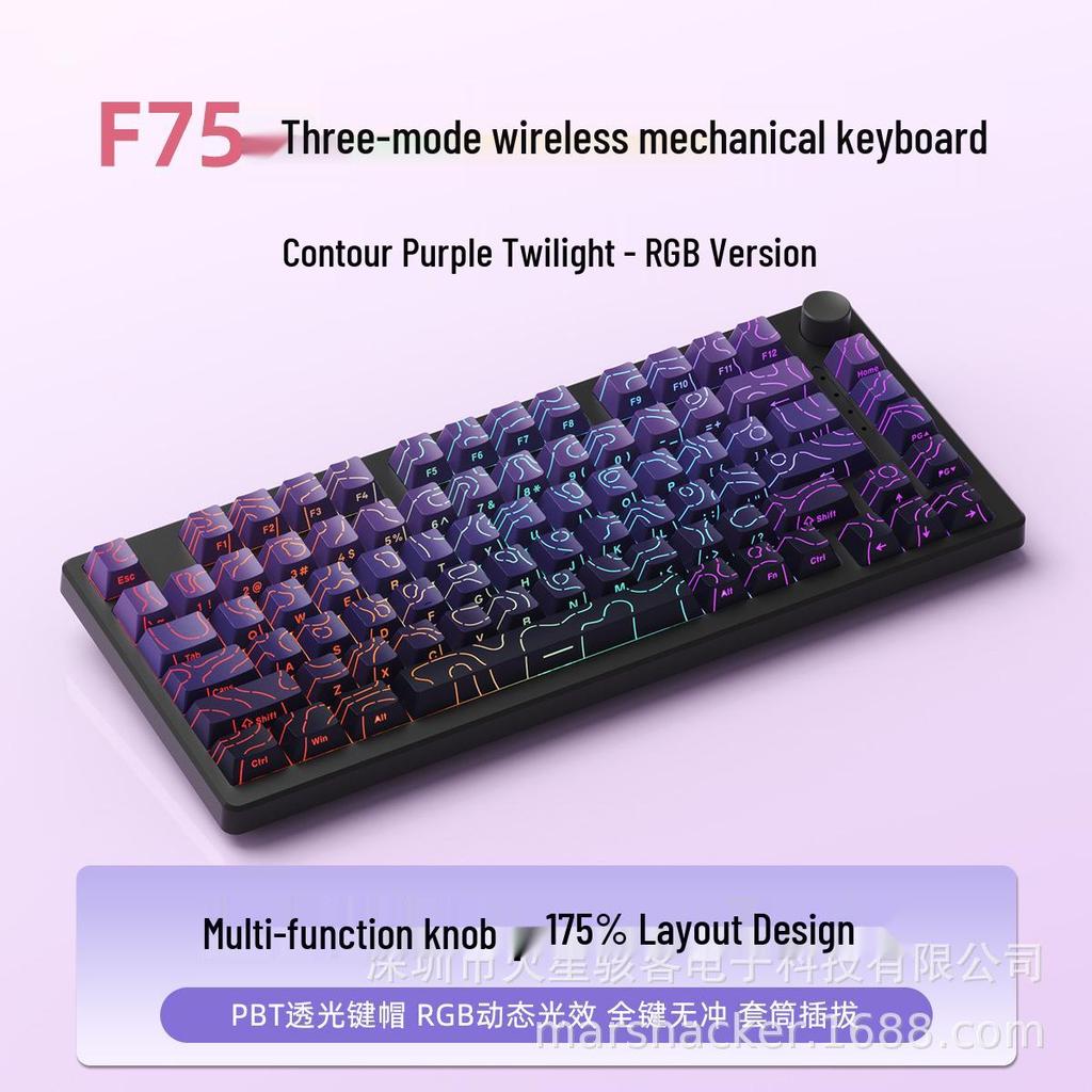 F75PRO Wireless 3-Mode RGB Hot-Swappable Mechanical Keyboard - 75% Layout for Gaming & Office