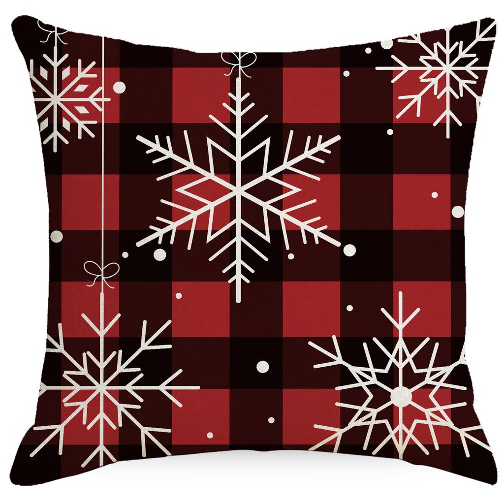 Neuer Weihnachten Leinen Bedruckter Kissenbezug Karo Weihnachtsbaum Elch Nordischer Stil Kissenbezug