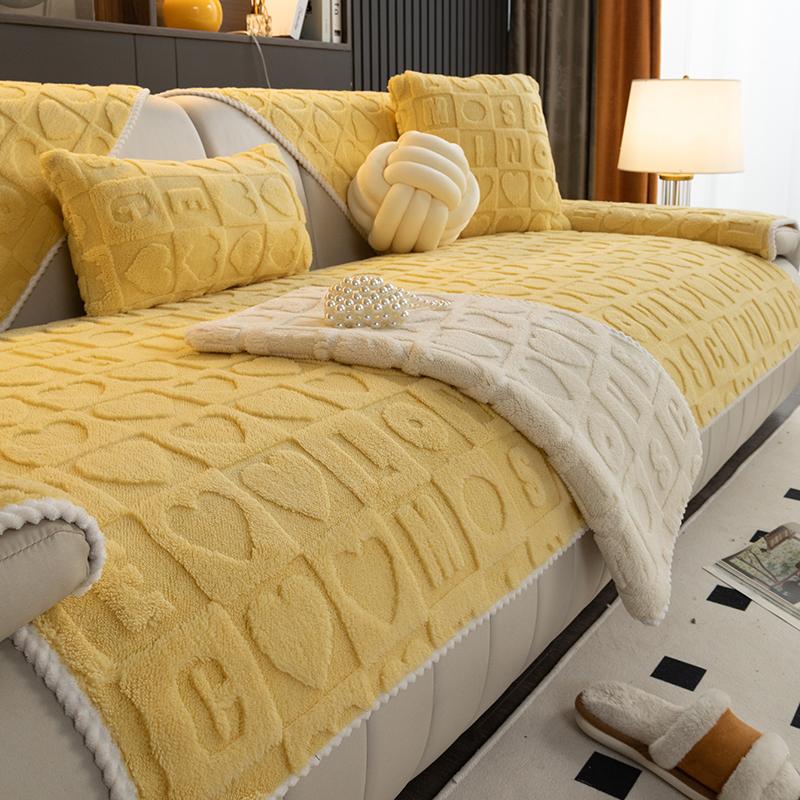 Winter Thickened Fleece Sofa Cushion New Genuine Leather High-End Four Seasons Universal Seat Cushions Non-Slip Cover Cover Cover Cloth