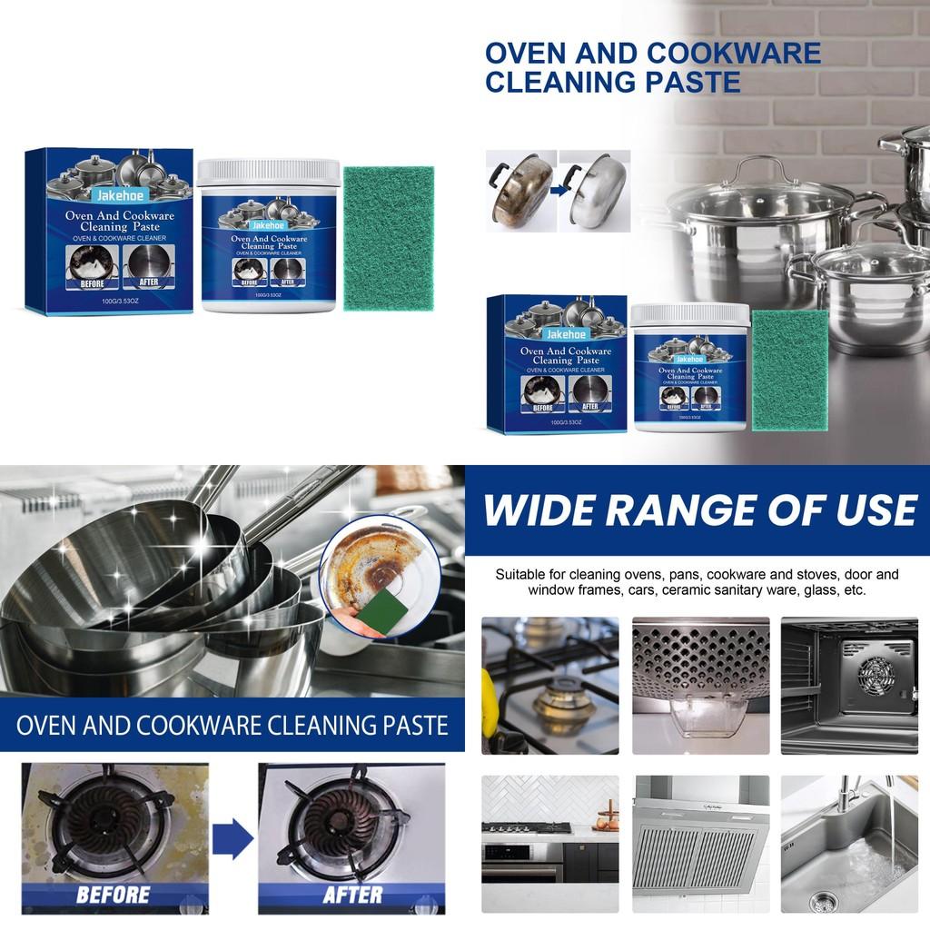 Jakehoe Stainless Steel Cleaning Paste For Kitchen Utensils And Grease Removal With 100g And Scouring Cloth