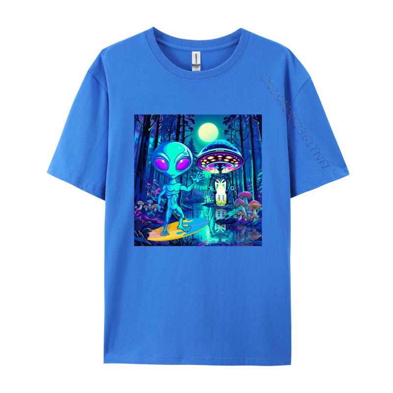 Grey Alien Waving Tshirt Wonderful Forest Anime T Shirts For Men Europe Tops Tees New Coming Street Cotton