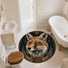Fox On Tree Branch,Round Area Rug,Carpet Rug for Living Room Bedroom Sofa Playroom Decor,Non-slip Floor Mat