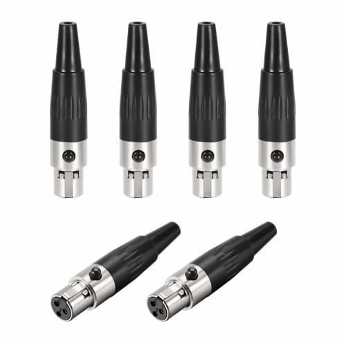 uxcell Mini 3-Pin XLR Female Connector Adapter Microphone Plug/Mic Audio Socket, Zinc Alloy, Silver, Pack of 6