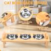 Stainless Steel Elevated Cat Bowls Stand Set for Dry Wet Food Water Double Handles Cat Food Bowl Kit Easy Cleaning for Pet Small