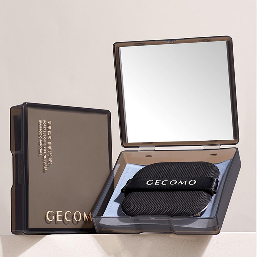 100 Sheets Oil Control Paper with Case & Powder Puff Oil Absorbing Sheets Bamboo Charcoal Face Oil Blotting Sheets for Oily Skin