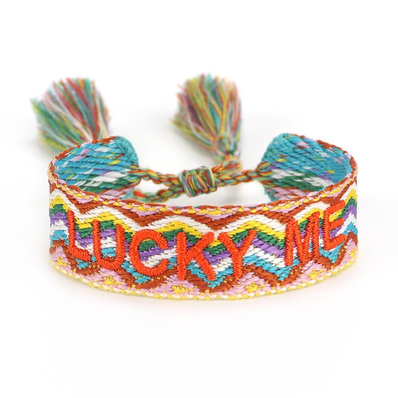European & American Cross-border Embroidery Bracelet | Handmade Tassel & Letter Logo