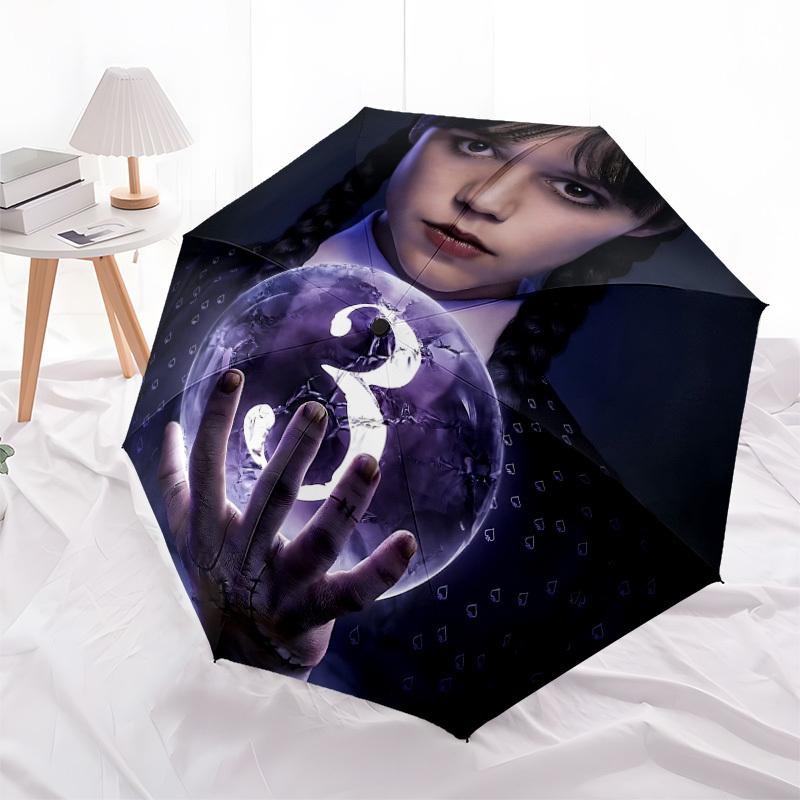 1pc Wednesday Automatic Folding Umbrella, Portable Collapsible Design, Casual Outdoor Accessory L1127090