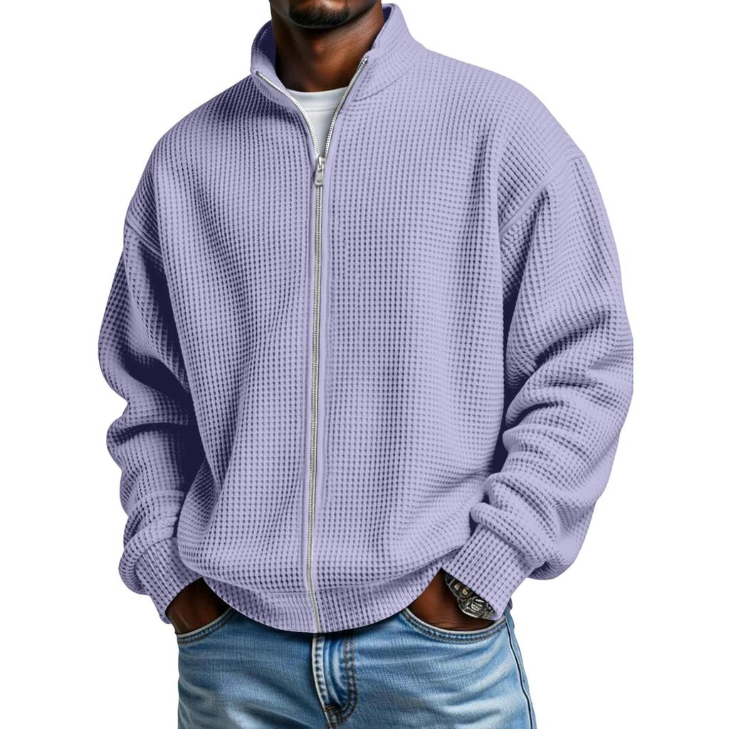 Men Full Zip Up Casual T Shirt Long Sleeve Loose Fit Tops Fall Fashion Regular Fit Cardigan Tops