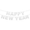 LINGPAR Highly Recommended Happy New Year Banner - Cheers To 2026 New Year Silver Glitter Decorations Sign Silver