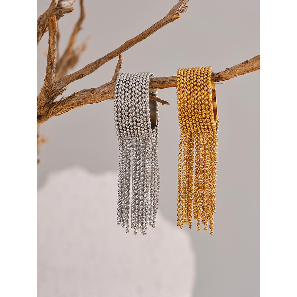 Statement Stainless Steel Chain Tassel Finger Ring Adjustable 18K PVD Plated High Quality Charm Stylish Golden Jewelry